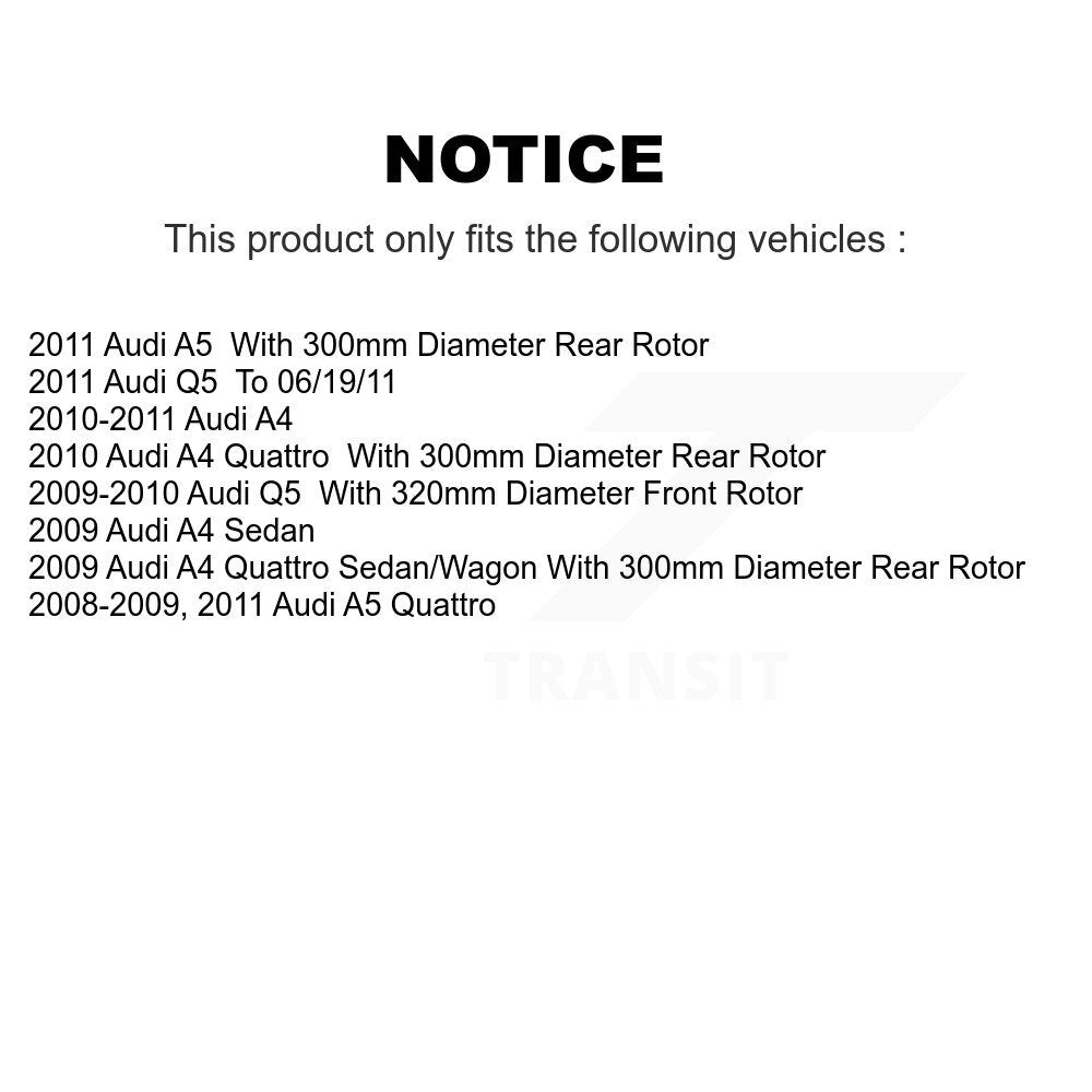 Rotors de frein à disque avant et arrière et Kit de plaquettes semi-métalliques pour Audi Q5 A4 Quattro A