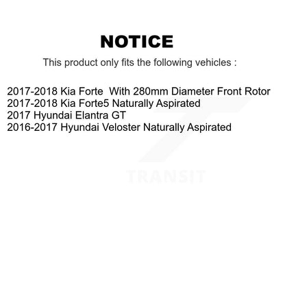 Kit de rotor de frein avant et arrière et plaquettes semi-métalliques pour Hyundai Veloster Elantra G