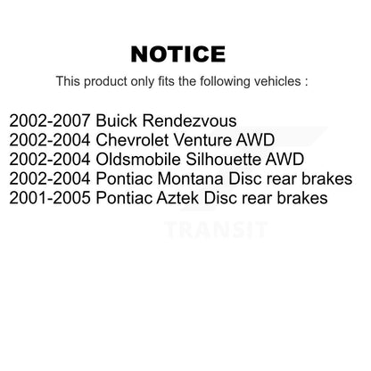 Kit de plaquettes semi-métalliques de Rotor de frein à disque arrière, pour Buick rendez-vous Pontiac Montan