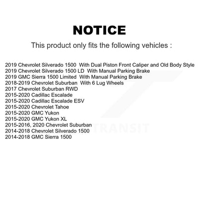 Kit de rotor de frein arrière et de plaquettes semi-métalliques pour Chevrolet GMC Silverado 1500 Sierr