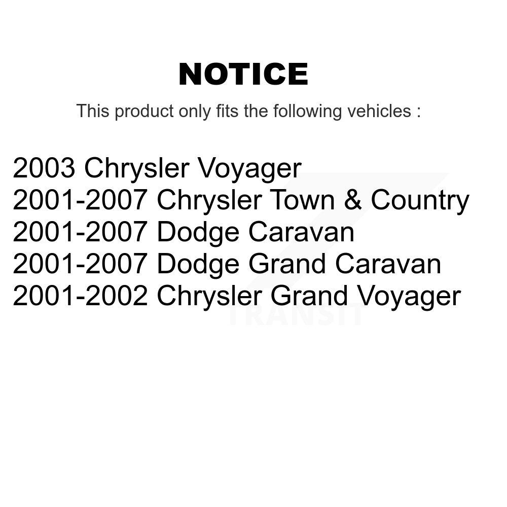 Kit de rotor de frein arrière et de plaquettes semi-métalliques pour Dodge Grand Caravan Chrysler Town