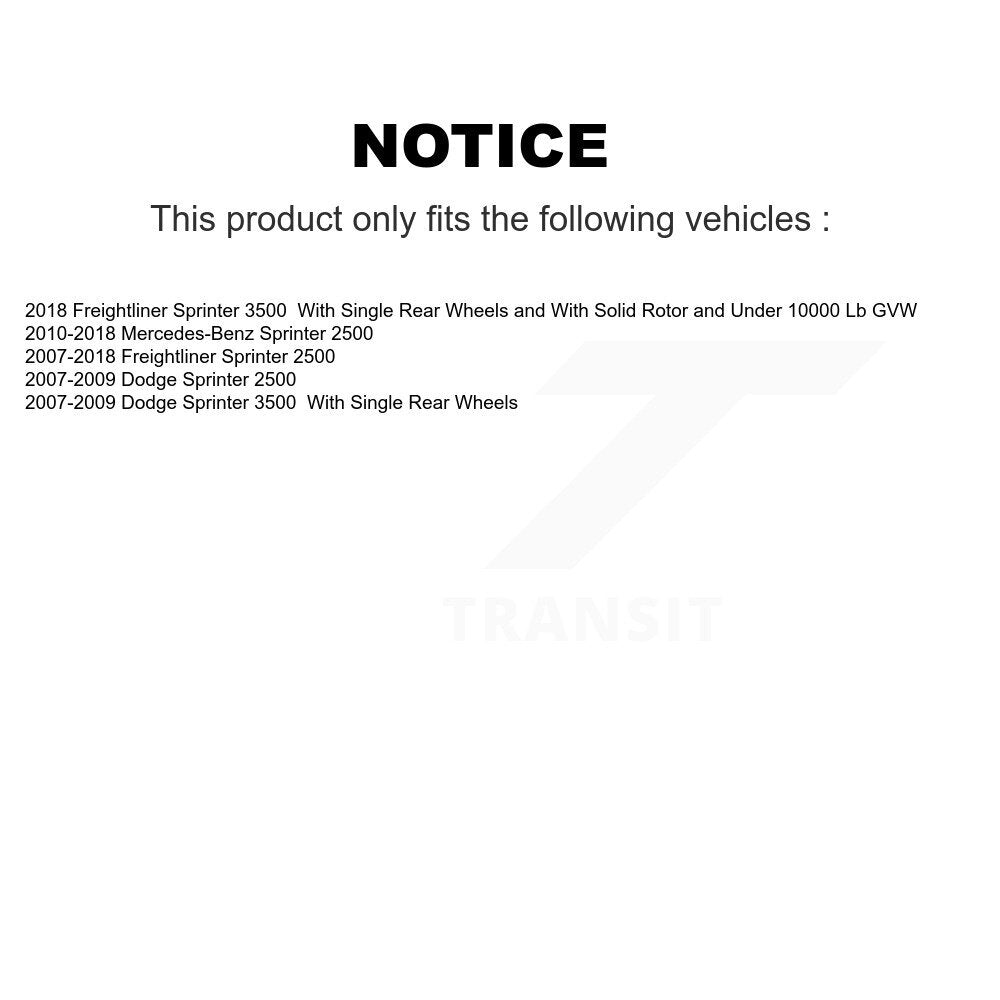 Kit de rotor de frein arrière et de plaquettes semi-métalliques pour Sprinter 2500 Mercedes-Benz Dodge