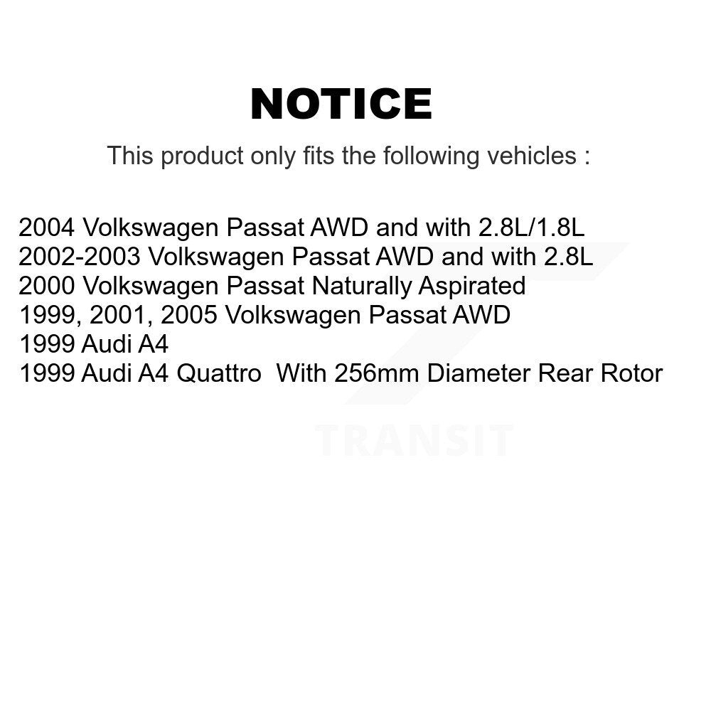 Kit de rotor de frein arrière et de plaquettes semi-métalliques pour Volkswagen Passat Audi A4 Quattr
