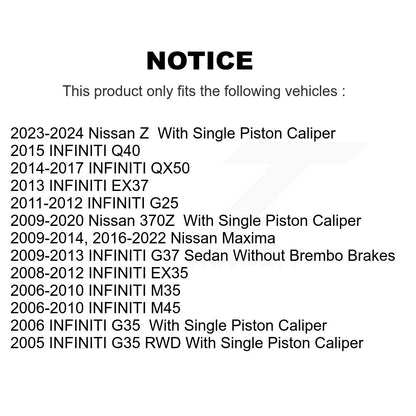 Kit de plaquettes de frein semi-métalliques pour Rotors de frein arrière, pour INFINITI Nissan Maxima G37 QX50 EX3