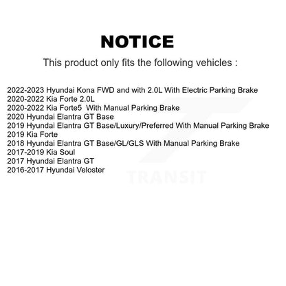 Kit de rotor de frein arrière et de plaquettes semi-métalliques pour Kia Hyundai Kona Forte Soul Elantr