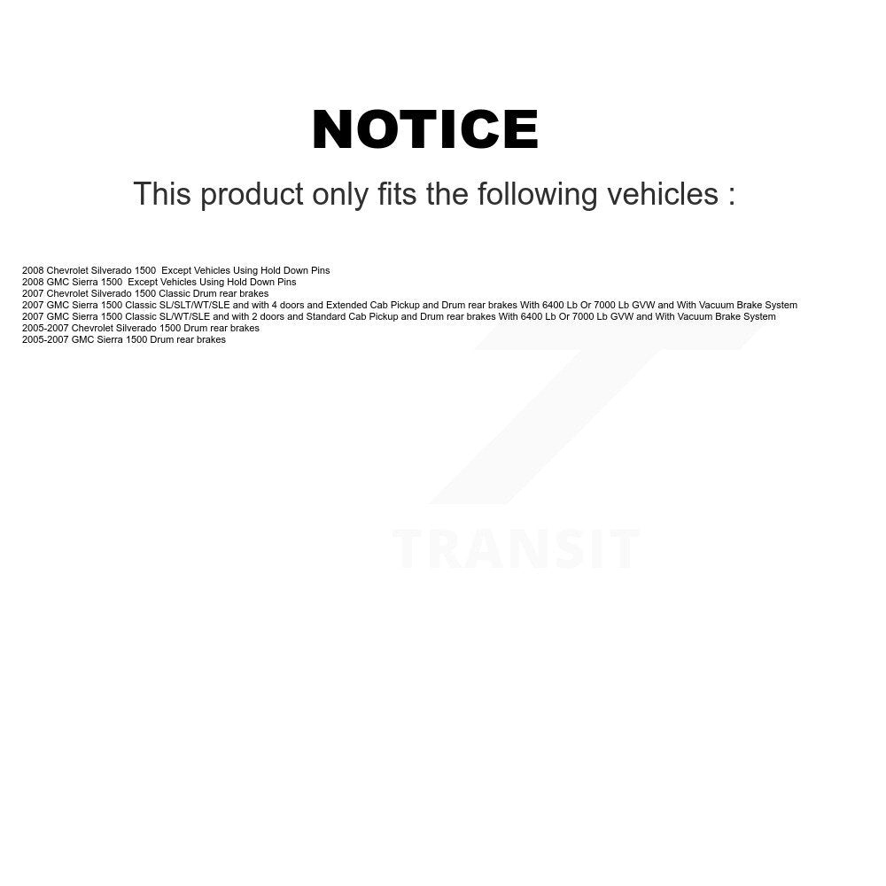 Kit de plaquettes et tambours semi-métalliques pour Rotor de frein avant et arrière (7 pièces) pour Chevrolet GMC 150