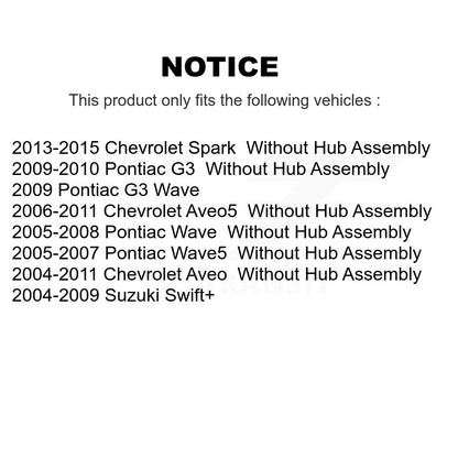 Kit de tambour à plaquettes semi-métalliques pour Rotor de frein avant et arrière (7 pièces) pour Chevrolet Aveo Aveo