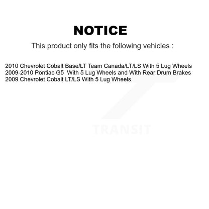 Kit de tambour à plaquettes semi-métalliques pour rotors de frein avant et arrière (7 pièces) pour Chevrolet Cobalt G