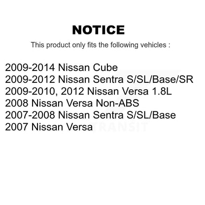 Kit de tambours à plaquettes semi-métalliques pour rotors de frein avant et arrière (9 pièces) pour Nissan Versa Sentr