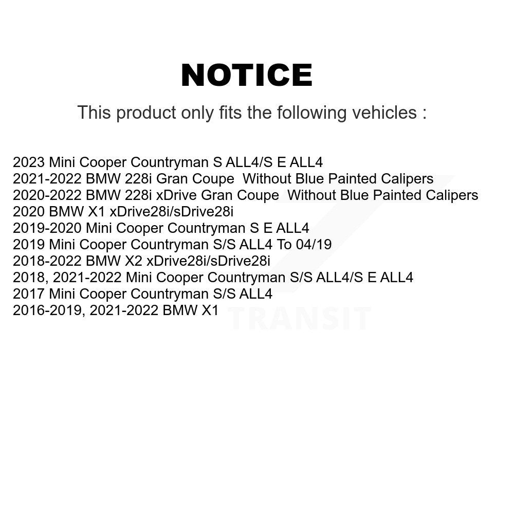 Kit de rotor de frein avant et de plaquettes semi-métalliques pour BMW X1 Mini Cooper Countryman X