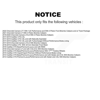 Rotors de frein avant et Kit de plaquettes semi-métalliques pour Chevrolet Camaro Cadillac CTS CT