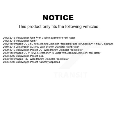 Kit de plaquettes semi-métalliques de Rotor de frein à disque avant, pour Volkswagen Golf Passat CC R R3