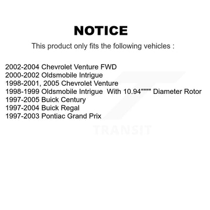 Kit de plaquettes semi-métalliques de Rotor de frein avant et arrière, pour Buick Century Chevrolet Ventur