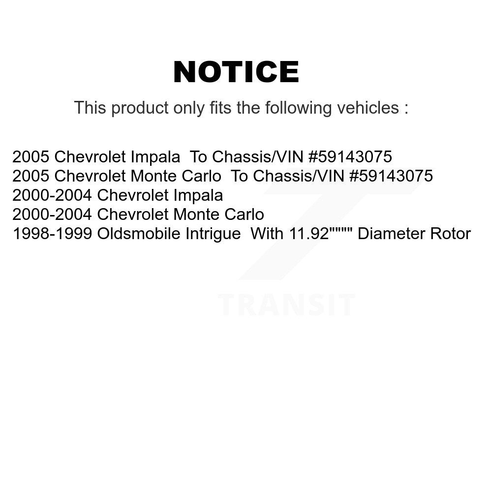 Rotors de frein avant arrière et Kit de plaquettes semi-métalliques pour Chevrolet Impala Monte Carl