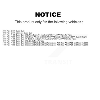 Kit de rotor de frein avant et arrière et plaquettes semi-métalliques pour Ford E-550 Super Duty F-45
