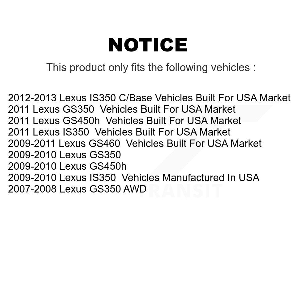 Kit de plaquettes de frein semi-métalliques pour rotors de frein avant et arrière (6 pièces) pour Lexus IS350 GS350 GS450
