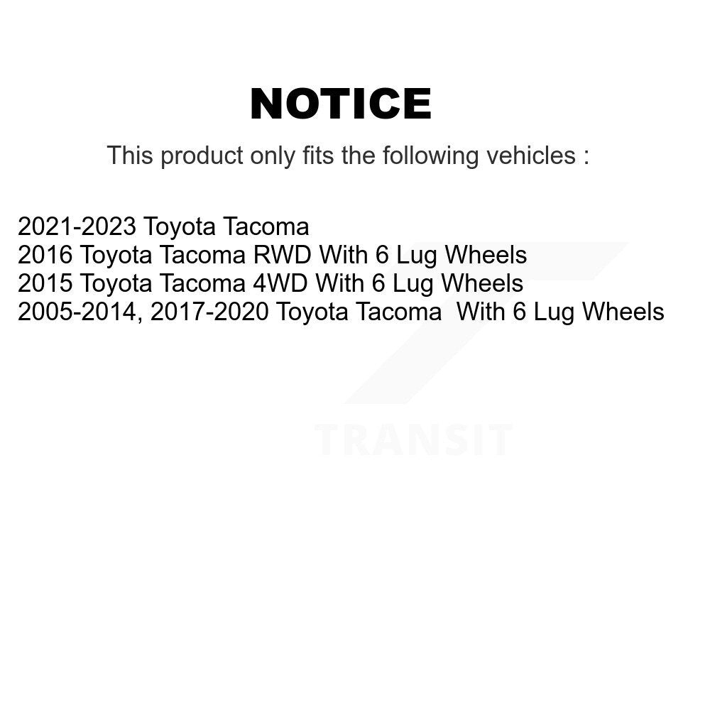 Rotors de frein à disque avant et arrière, plaquettes semi-métalliques et Kit de tambour pour Toyota Tacoma