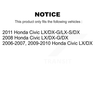 Rotors de frein à disque avant et arrière, plaquettes semi-métalliques et Kit de tambour pour Honda Civic