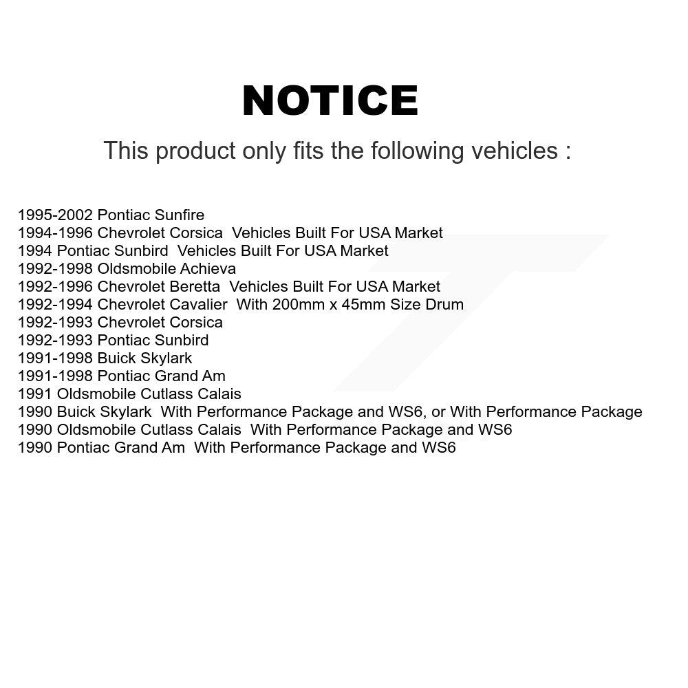 Rotors de frein avant et arrière, Kit de tambour à plaquettes semi-métalliques pour Pontiac Sunfire Chevrole