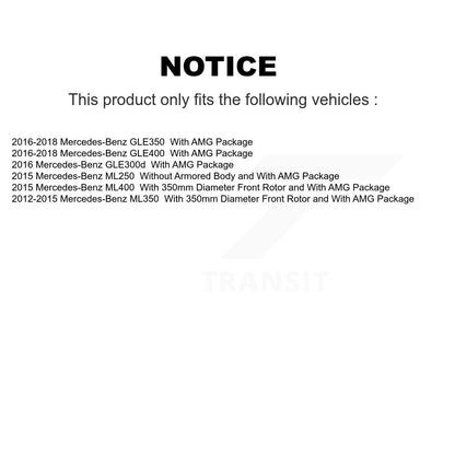 Rotors de frein avant et Kit de plaquettes semi-métalliques pour Mercedes-Benz ML350 GLE400 GLE35