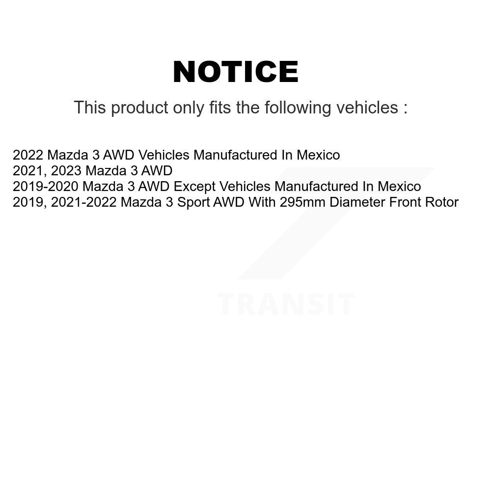 Kit de disques de frein à disque avant et plaquettes semi-métalliques pour Mazda 3 Sport AWD