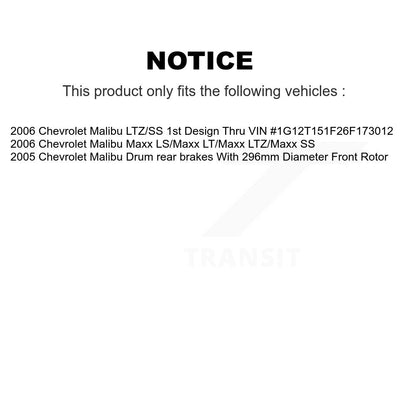 Kit de plaquettes et de tambour semi-métalliques, Rotor de frein avant et arrière (7 pièces) pour Chevrolet Malib