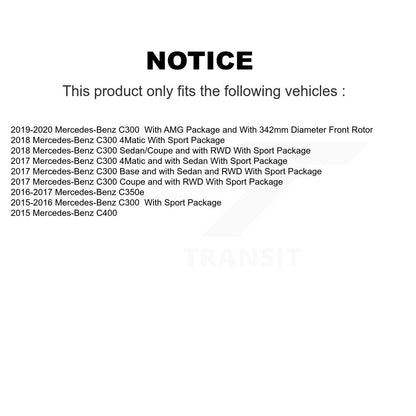 Rotor de frein à disque avant et Kit de plaquettes semi-métalliques pour Mercedes-Benz C300 C400 C350