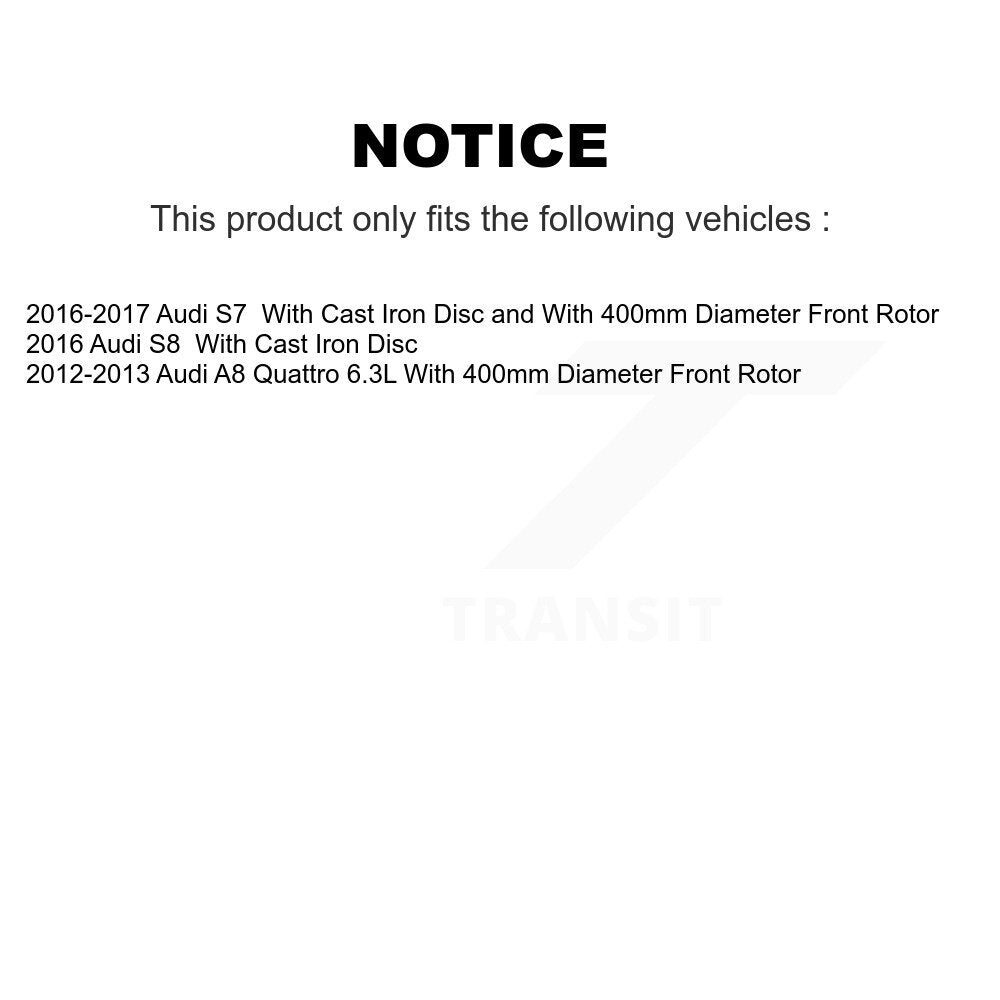 Kit de disques de frein à disque avant et plaquettes semi-métalliques pour Audi A8 Quattro S7 S8