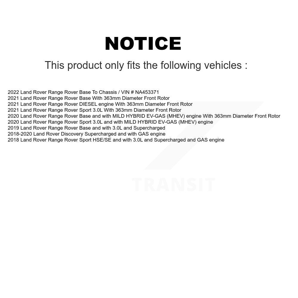 Kit de rotor de frein avant et de plaquettes semi-métalliques pour Land Rover Range Sport Discover