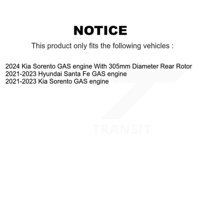Rotors de frein avant arrière et Kit de plaquettes semi-métalliques pour Hyundai Santa Fe Kia Sorent