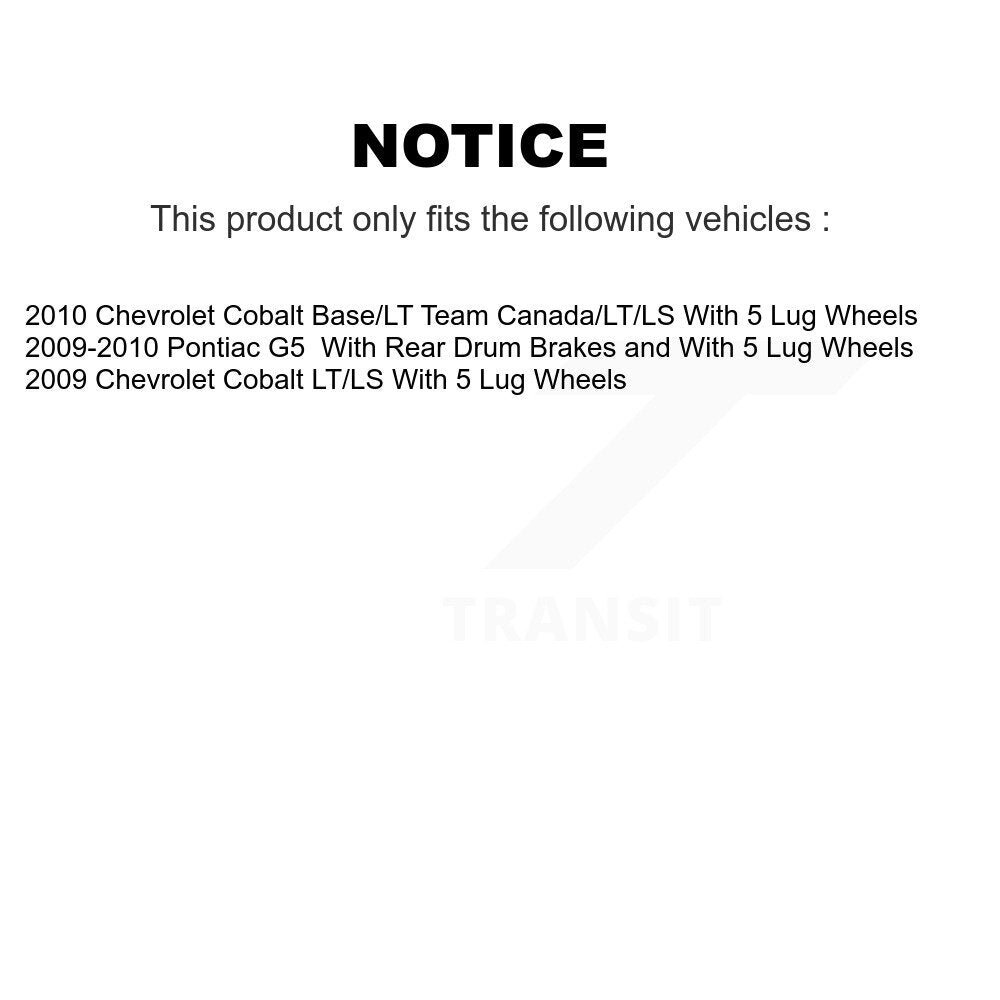 Kit de tambours à plaquettes semi-métalliques pour rotors de frein avant et arrière (9 pièces) pour Chevrolet Cobalt G