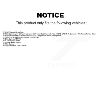 Kit de plaquettes semi-métalliques et de chaussures de stationnement, Rotors à disque arrière, pour Hyundai Sonata Ki