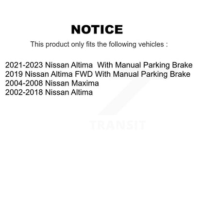 Kit de plaquettes semi-métalliques et de chaussures de stationnement pour rotors de disque arrière, pour Nissan Altima Maxim