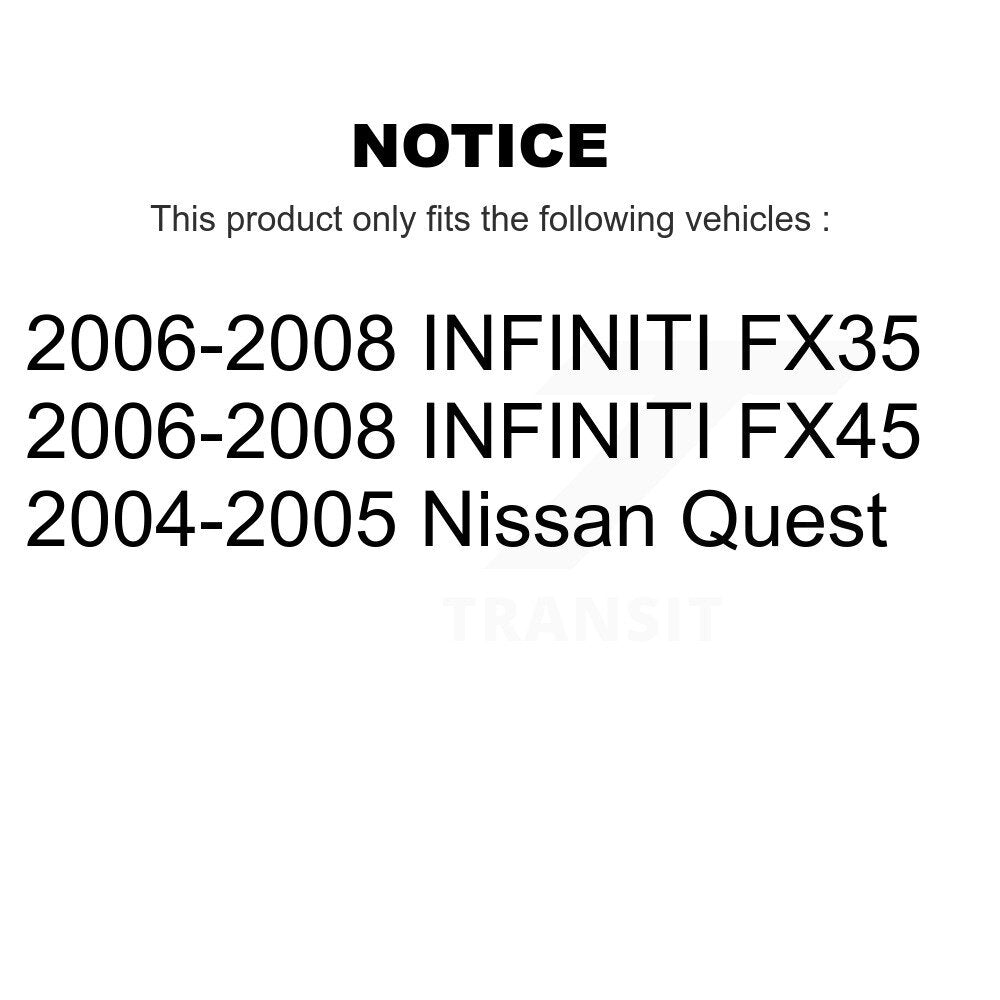 Kit de plaquettes semi-métalliques et de chaussures de stationnement pour disques arrière, Rotors, pour INFINITI FX35 Nissa
