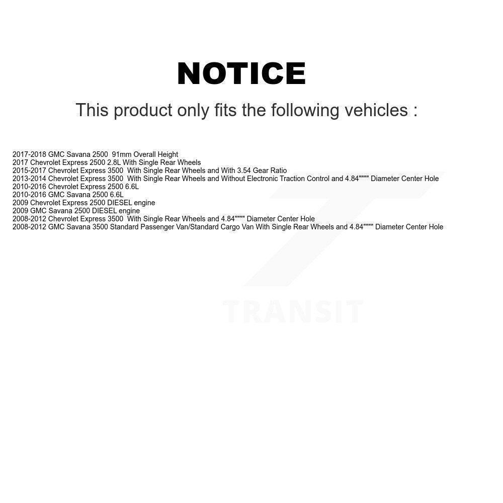 Kit de plaquettes semi-métalliques et de chaussures de stationnement, Rotors à disque arrière, pour Chevrolet GMC Savan