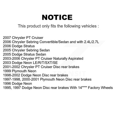 Kit de plaquettes semi-métalliques et de chaussures de stationnement pour rotors de disque arrière, pour Chrysler PT Cruiser