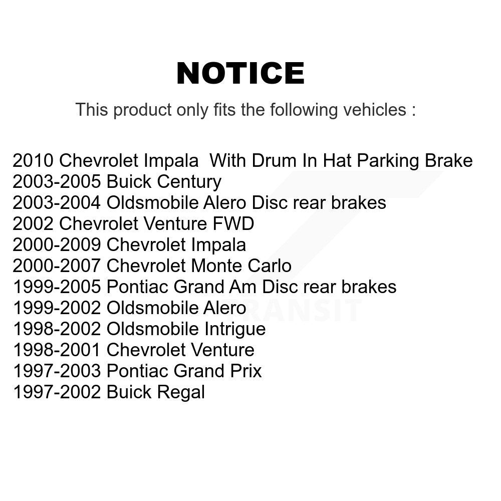 Kit de chaussures de stationnement avec Rotors à disque arrière, plaquettes semi-métalliques, pour Chevrolet Impala Gran