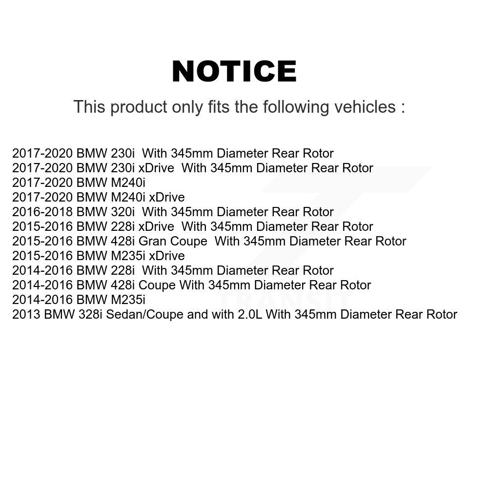 Kit de quincaillerie pour chaussures de stationnement, Rotors à disque arrière, plaquettes semi-métalliques, pour BMW 230i 228
