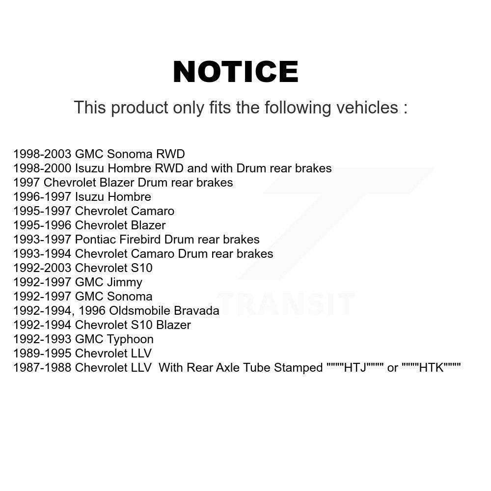 Kit de chaussures de tambour de frein arrière, pour Chevrolet S10 GMC Sonoma Camaro Pontiac Firebird