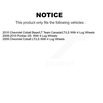Kit de chaussures de tambour de frein arrière, pour Chevrolet Cobalt Pontiac G5 avec 4 roues à écrous