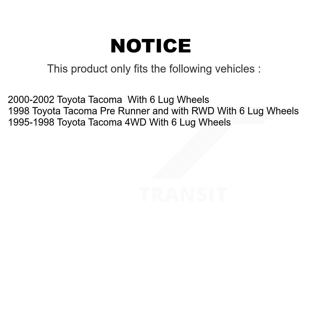 Kit de ressorts et cylindres de chaussures de tambour de frein arrière, pour Toyota Tacoma avec roue à 6 écrous