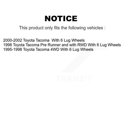 Kit de ressorts et cylindres de chaussures de tambour de frein arrière, pour Toyota Tacoma avec roue à 6 écrous