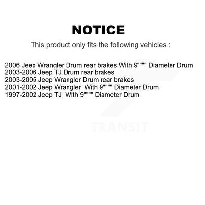 Chaussures de tambour de frein arrière et kit de ressorts pour Jeep Wrangler TJ K8N-100284