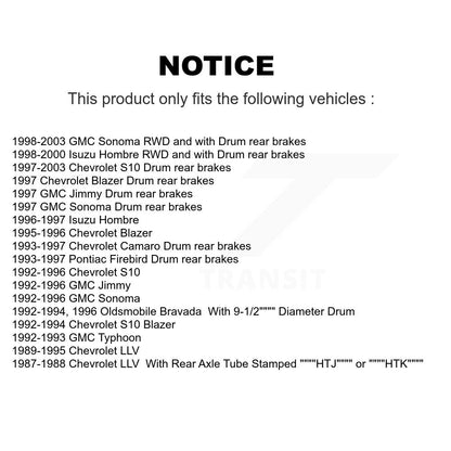 Kit de ressorts de chaussures de tambour de frein arrière, pour Chevrolet S10 GMC Sonoma Camaro Pontiac LL
