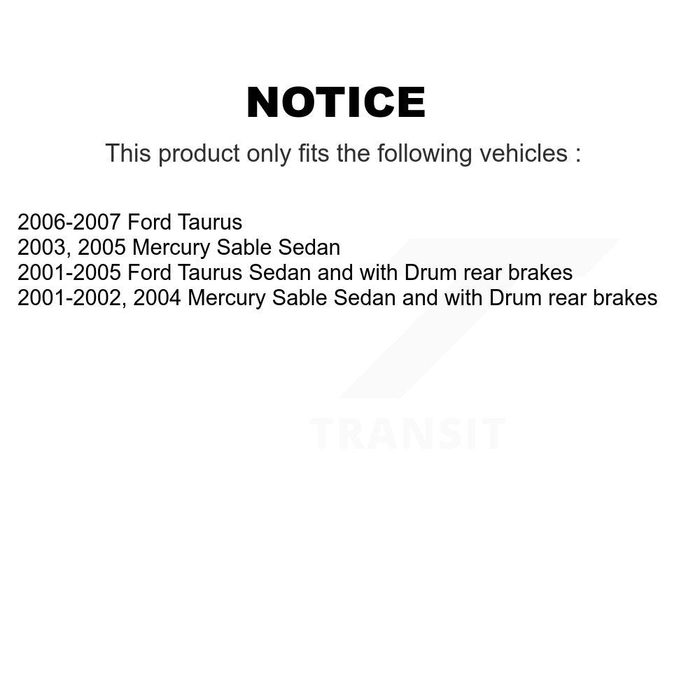 Chaussures de tambour de frein arrière et Kit de ressorts pour Ford Taurus Mercury Sable K8N-100338