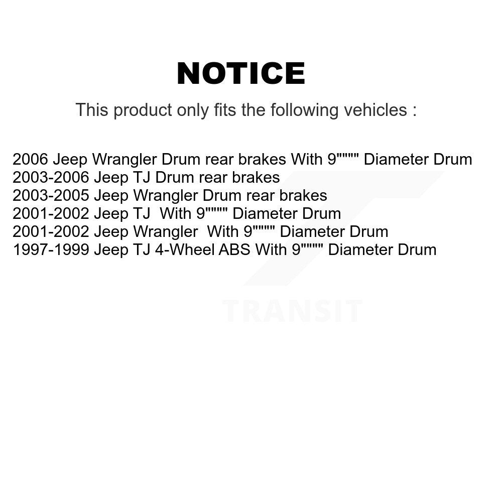 Kit de ressorts et cylindres de chaussures de tambour de frein arrière pour Jeep Wrangler TJ K8N-100406