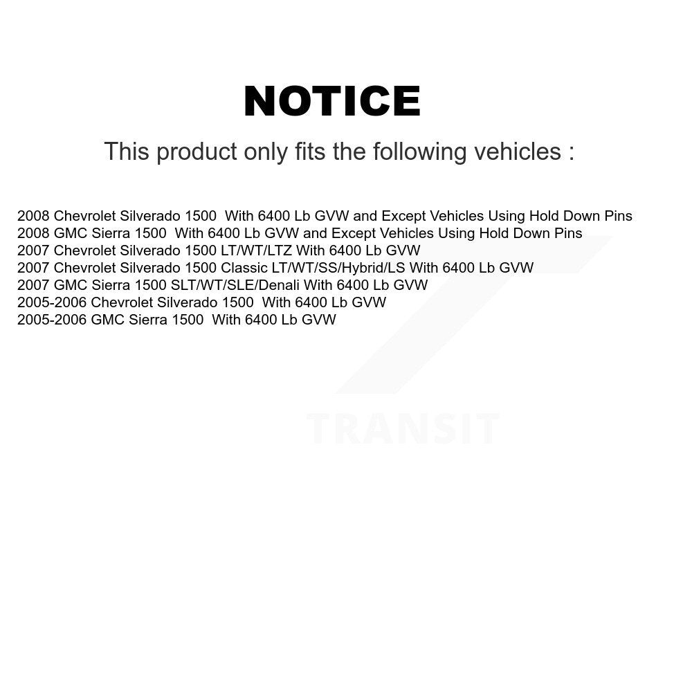 Kit de cylindre de ressort de chaussure de tambour de frein arrière pour Chevrolet Silverado 1500 GMC Sierr