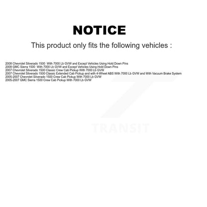 Kit de cylindre de ressort de chaussure de tambour de frein arrière pour Chevrolet Silverado 1500 GMC Sierr