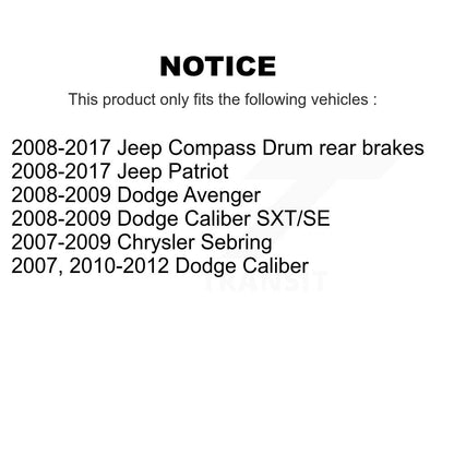 Kit de cylindre de ressort de chaussures de tambour de frein arrière pour Jeep Patriot Compass Dodge Calibe