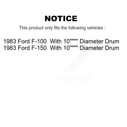 Kit de ressorts de chaussure de tambour de frein arrière pour Ford F-150 F-100 1983 avec 10" de diamètre